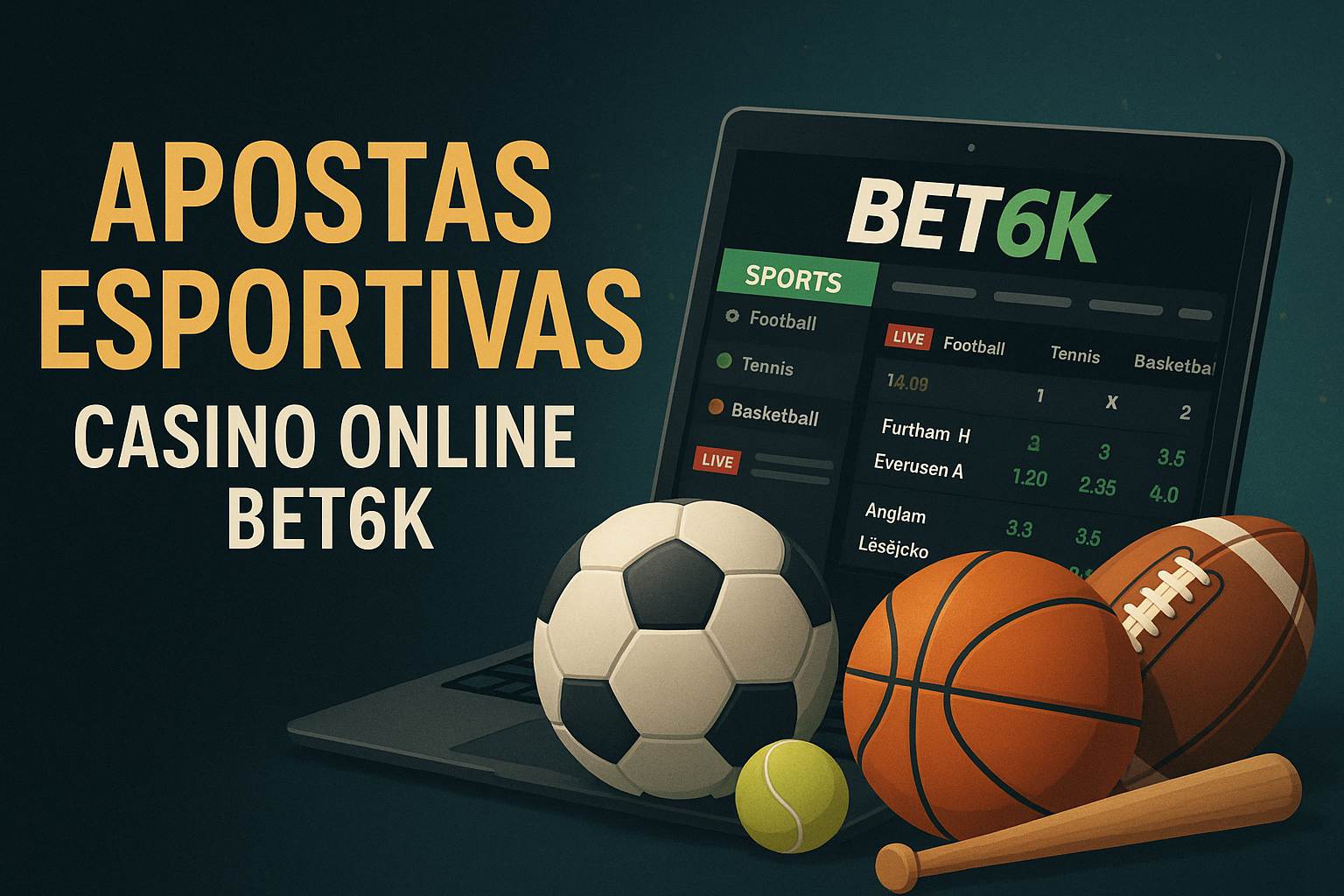 Aposte em apostas esportivas no cassino online BET6K