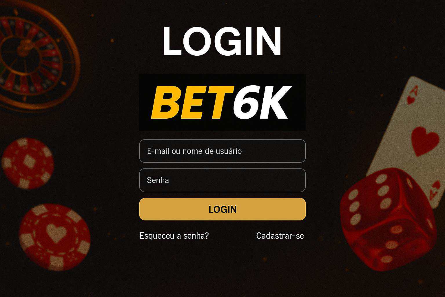 Criar uma nova Conta no plataforma BET6K